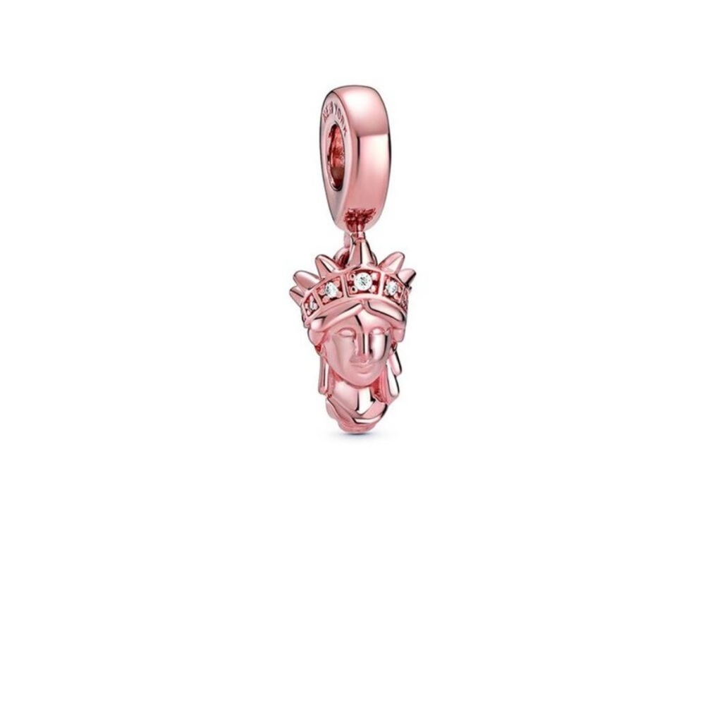 Rose Gold Statue of Liberty Pandora Charm with Cubic Zirconia